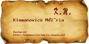 Klemanovics Mária névjegykártya