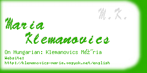 maria klemanovics business card